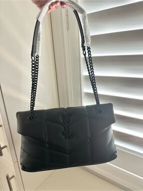 YSL Leather Shoulder Bag with Chain Straps